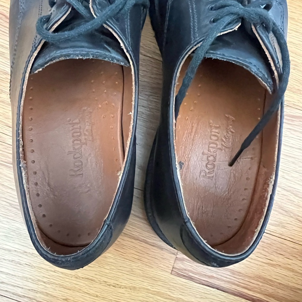 Rockport Black Leather Lace-Up Oxfords - Picture 2 of 7